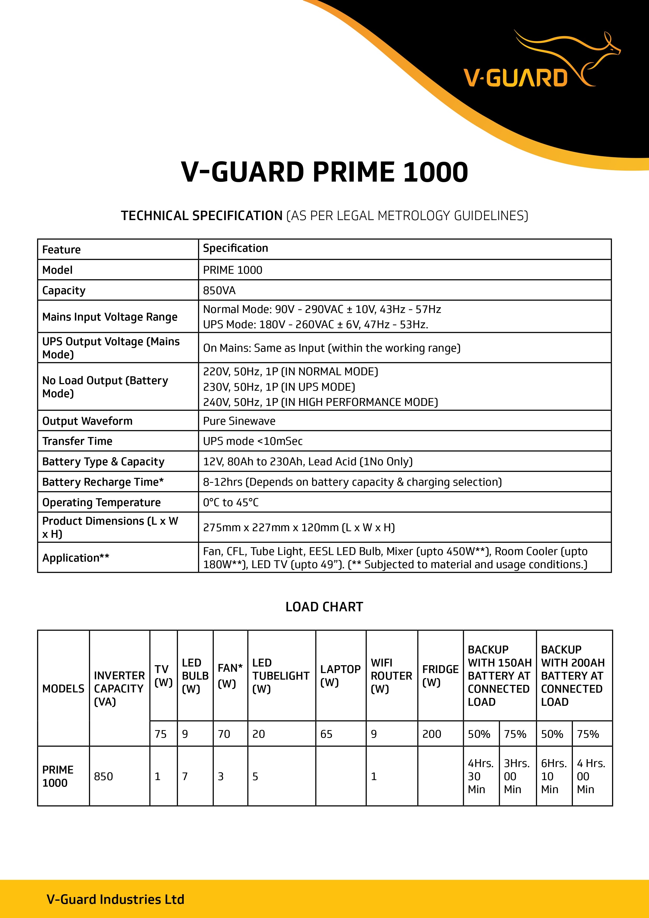 V-Guard Prime 1000